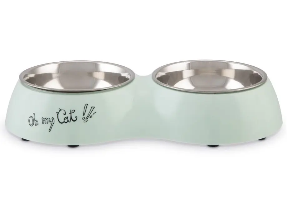 Beeztees Voer- en drinkbak Oh My Cat Mint 2 x 160 ml Must-Have