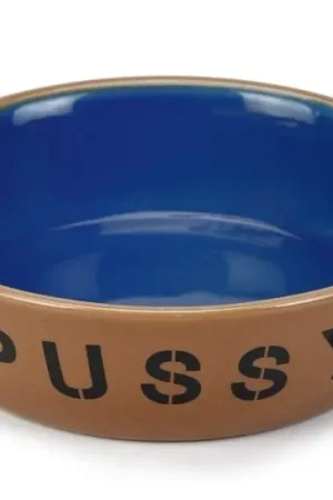 Flitsaanbieding Beeztees Voerbak Pussy Beige/Blauw 415 ml