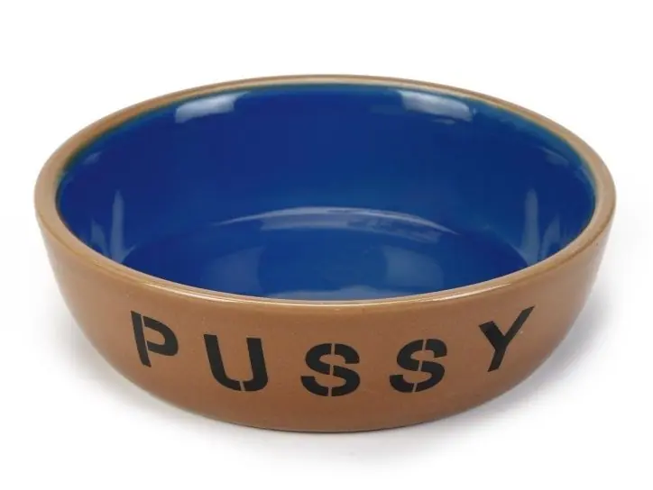 Flitsaanbieding Beeztees Voerbak Pussy Beige/Blauw 415 ml