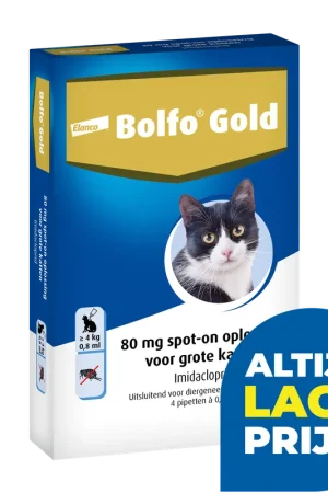 Beperkte Voorraad Bolfo Gold 80 kat 4 pipetten