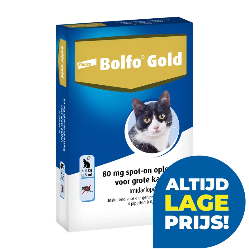 Beperkte Voorraad Bolfo Gold 80 kat 4 pipetten