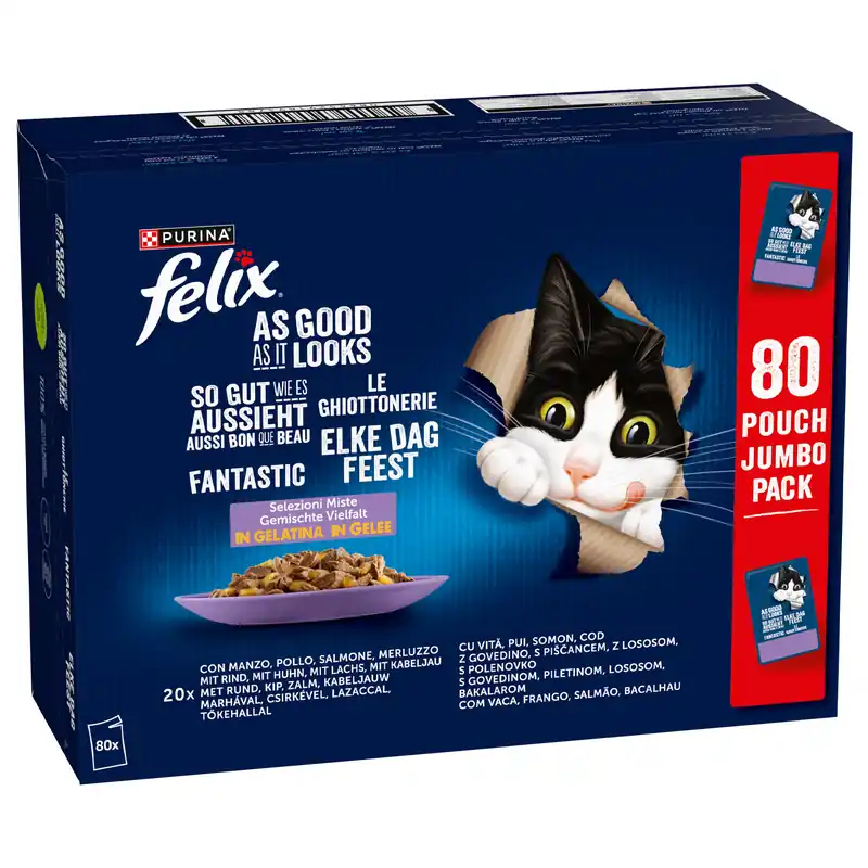 Felix Elke Dag Feest Mix Selectie in Gelei 80 x 85 gr Dagaanbieding