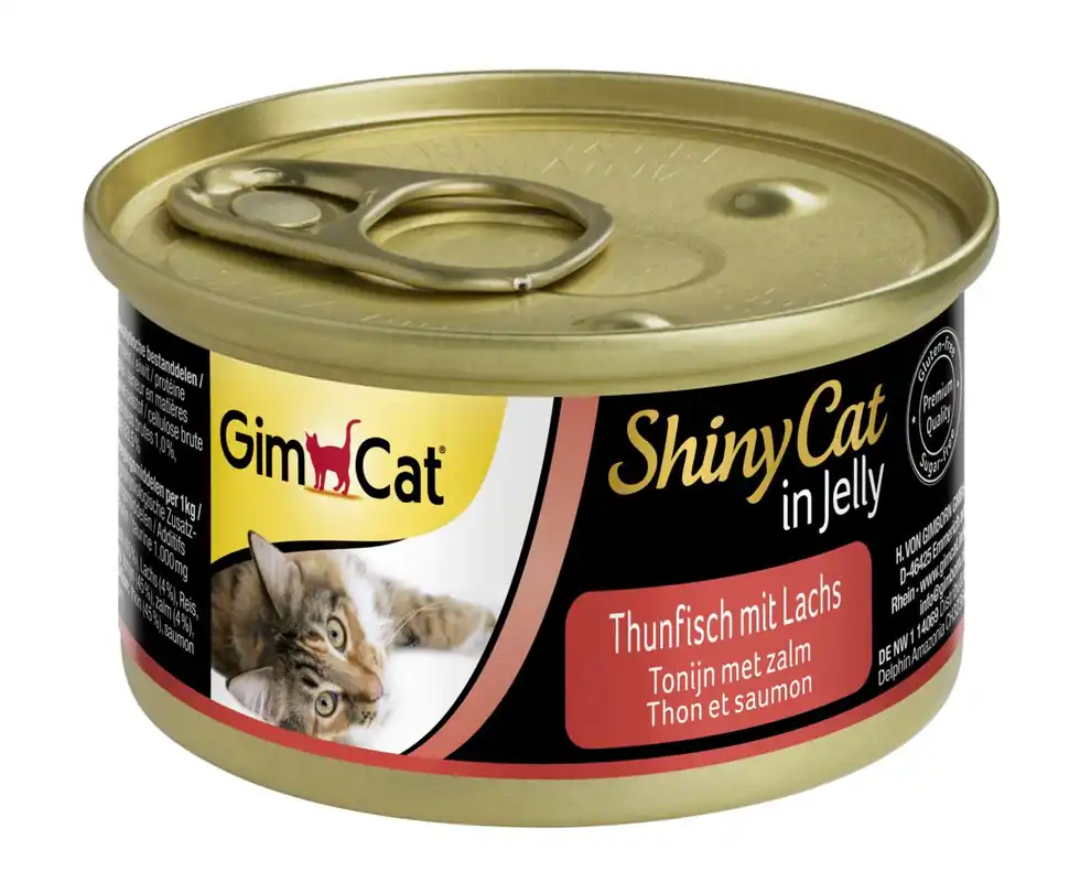 GimCat kattenvoer ShinyCat in jelly tonijn met zalm 70 gr Hete Deal