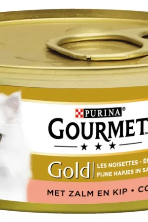 Hoge Kwaliteit Gourmet kattenvoer Gold Fijne Hapjes zalm en kip 85 gr