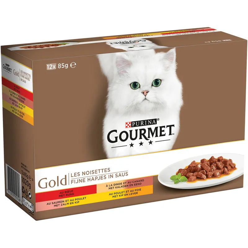 Op = Op Gourmet kattenvoer Gold Fijne Hapjes 12 x 85 gr
