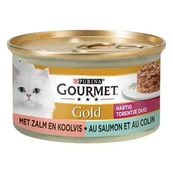 Voordeelprijs Gourmet kattenvoer Gold Hartig Torentje Duo Zalm Koolvis 85 gr