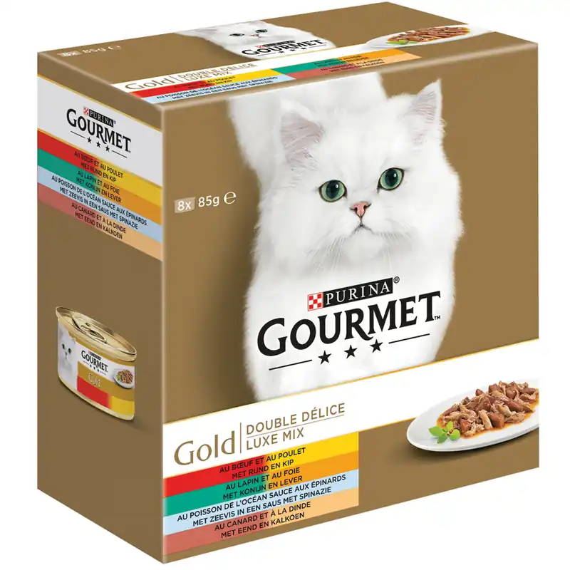 Populair Gourmet kattenvoer Gold Luxe Mix 8 x 85 gr