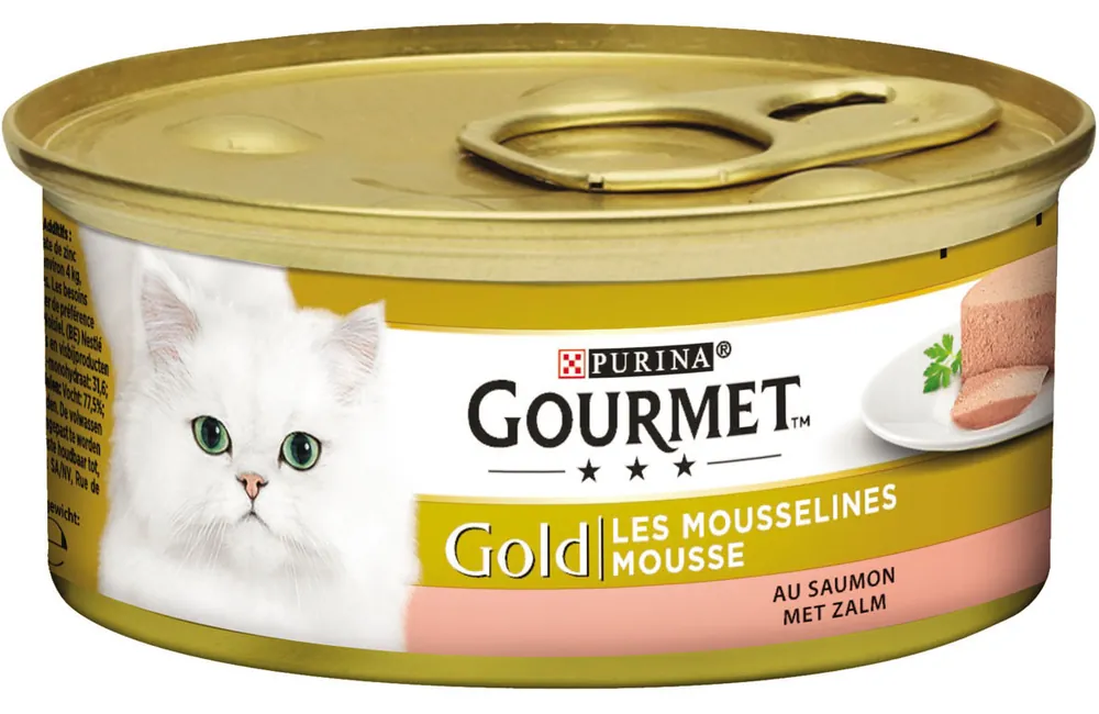 Gourmet kattenvoer Gold Mousse zalm 85 gr Populair