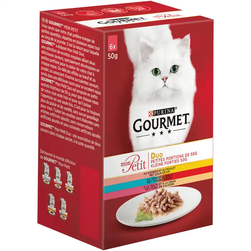 Snelle Levering Gourmet kattenvoer Mon Petit Duo vis en vlees 6 x 50 gr
