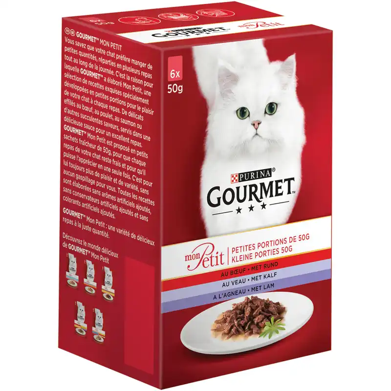 Gourmet kattenvoer Mon Petit vlees 6 x 50 gr Snelle Levering