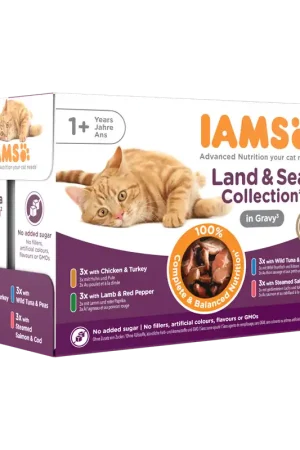IAMS Delights Land & Sea Collection in Gravy 12 x 85 gr Snelle Levering