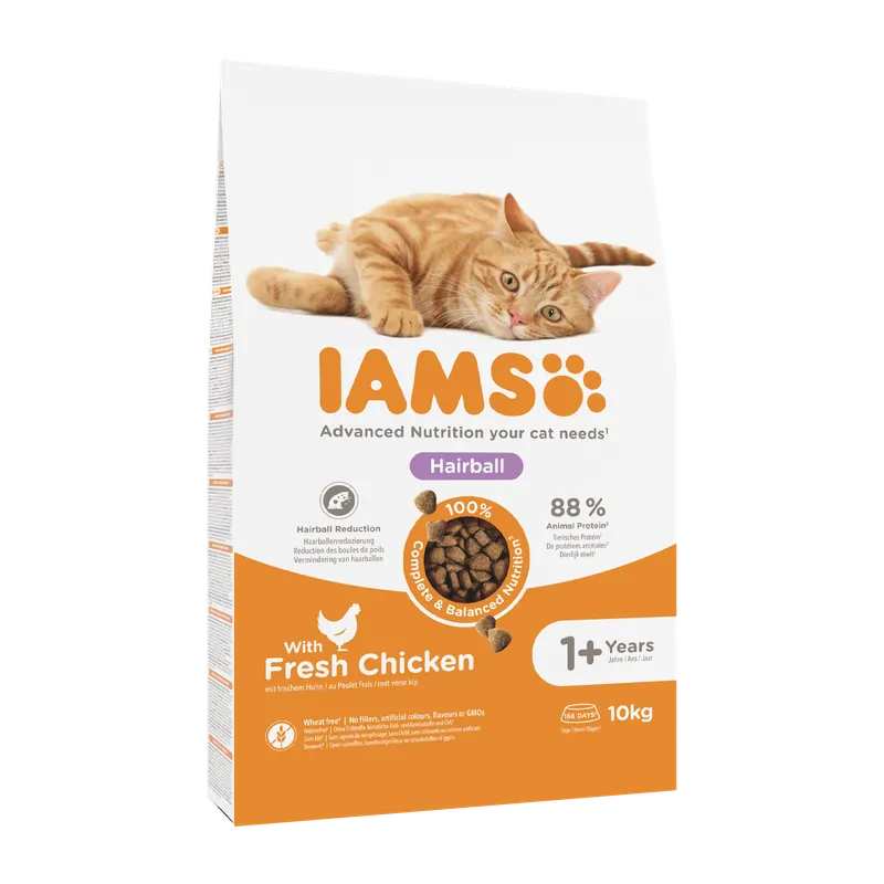 IAMS Kattenvoer Adult Hairball Chicken 10 kg Gratis Retour