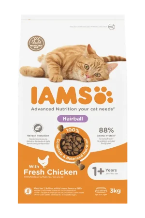 Direct Verzonden IAMS Kattenvoer Adult Hairball Chicken 3 kg