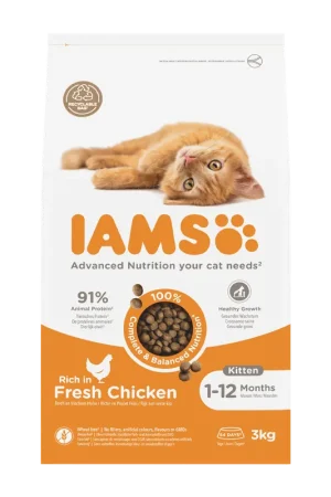 Seizoensaanbieding IAMS Kattenvoer Kitten Chicken 3 kg