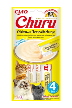 Inaba Churu Chicken with Cheese & Beef 4 x 14 gr Bestel Nu