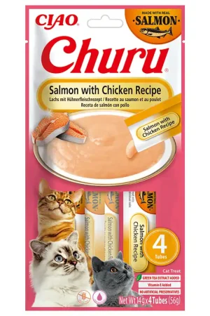 Snelle Levering Inaba Churu Salmon & Chicken 4 x 14 gr