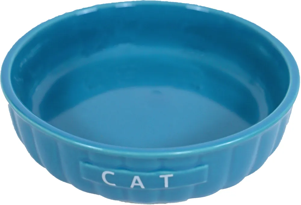Populair Kattendrinkschotel steen ribbel blauw 14 cm