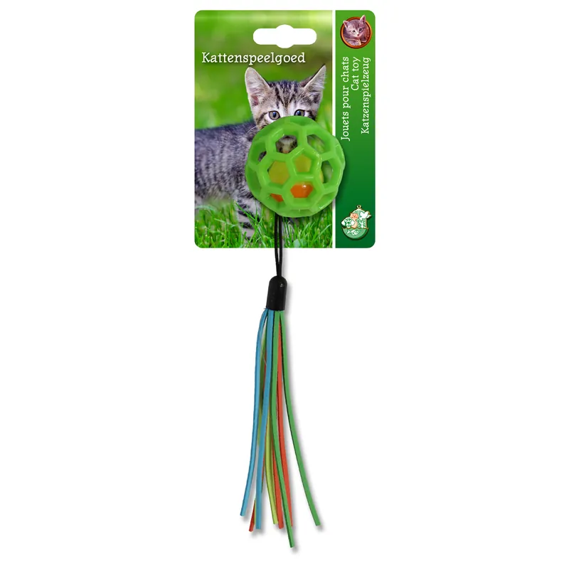 Kattenspeelgoed Bal met Bel en Franjes Groen Laatste Kans