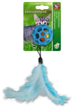Kattenspeelgoed Bal met Bel en Veren Blauw Merkproduct