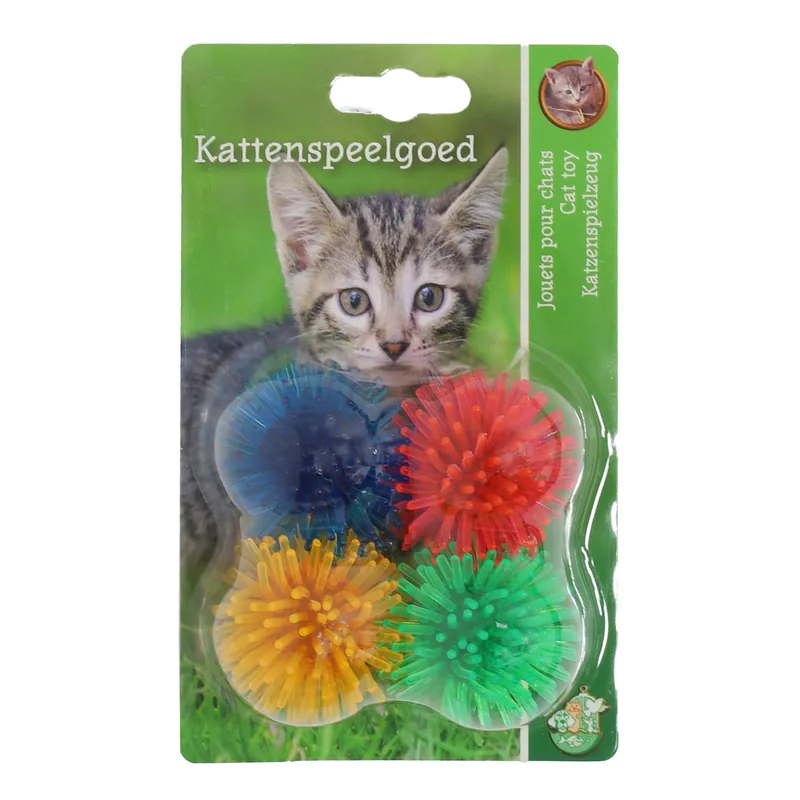 Kattenspeelgoed Prikkelbal Assorti 4 st Direct Beschikbaar