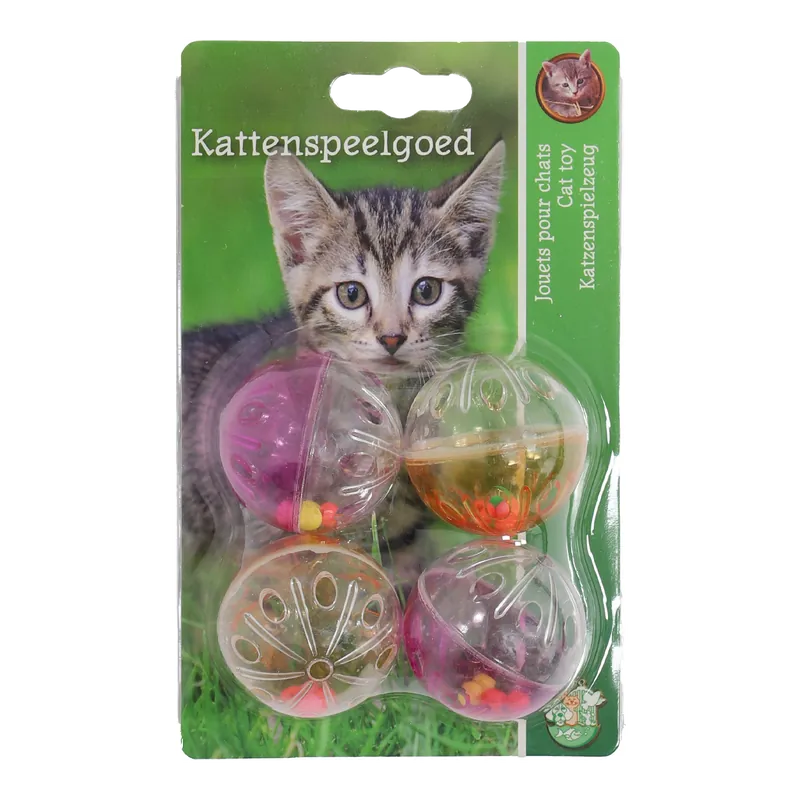 Dagaanbieding Kattenspeelgoed Rammelbal met Kralen Assorti 4 st