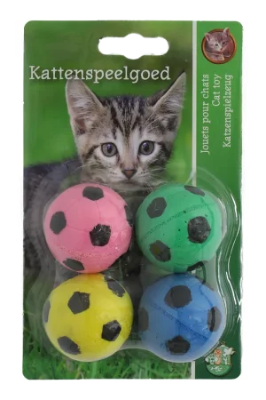 Beperkt Aanbod Kattenspeelgoed Sponsvoetbal Assorti 4 st