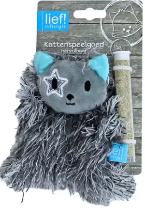 lief! lifestyle Boys Kat met Tube Catnip Assorti 12 cm Laatste Kans