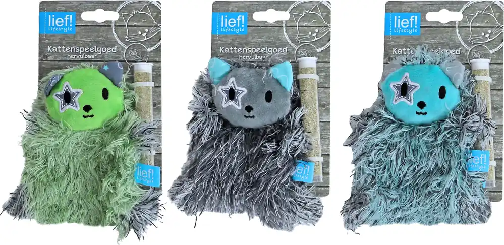 lief! lifestyle Boys Kat met Tube Catnip Assorti 12 cm Laatste Kans