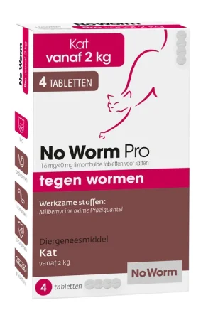 Betrouwbaar No Worm Pro Ontwormingstabletten Kat 4 st