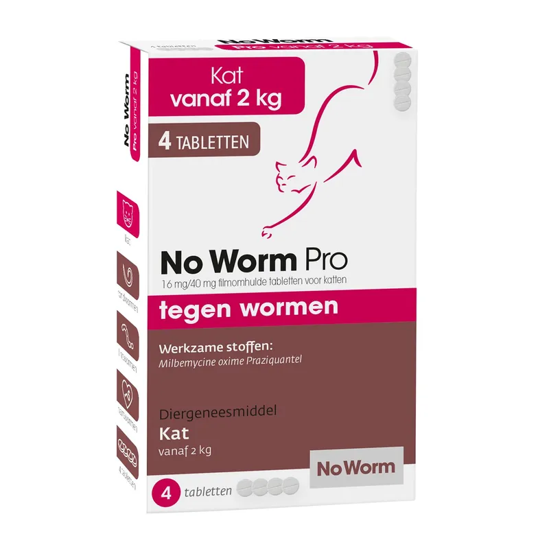 Betrouwbaar No Worm Pro Ontwormingstabletten Kat 4 st