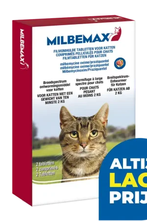 Tijdelijk Beschikbaar Milbemax tabletten kat 2 - 8 kg 2 st