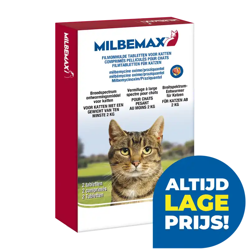 Tijdelijk Beschikbaar Milbemax tabletten kat 2 - 8 kg 2 st