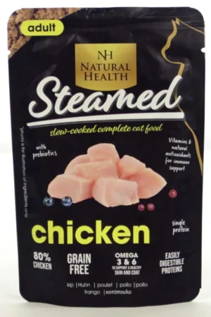 Natural Health Kattenvoer Steamed Chicken 85 gr Direct Beschikbaar