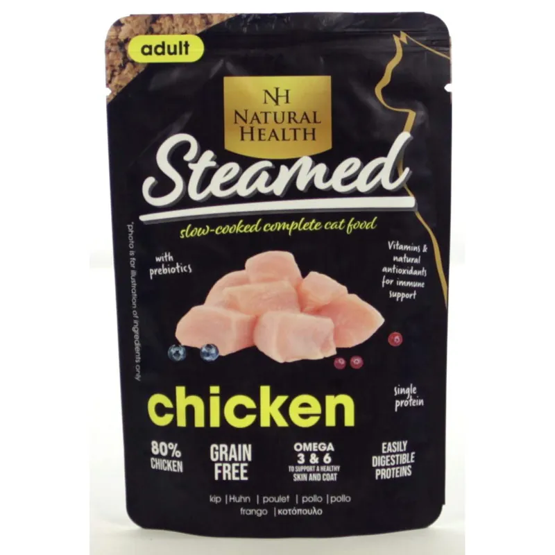 Natural Health Kattenvoer Steamed Chicken 85 gr Direct Beschikbaar