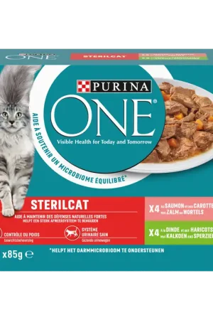 Purina One Kattenvoer Adult Sterilcat Kalkoen & Zalm 8 x 85 gr Tijdelijk Beschikbaar