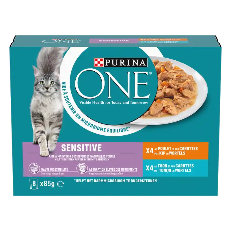 Purina One Kattenvoer Sensitive Kip & Tonijn 8 x 85 gr Koop Online