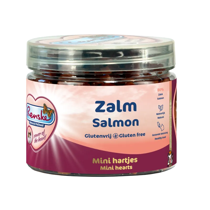 Snelle Levering Renske Gezonde Beloning Mini Hartjes Zalm 100 gr