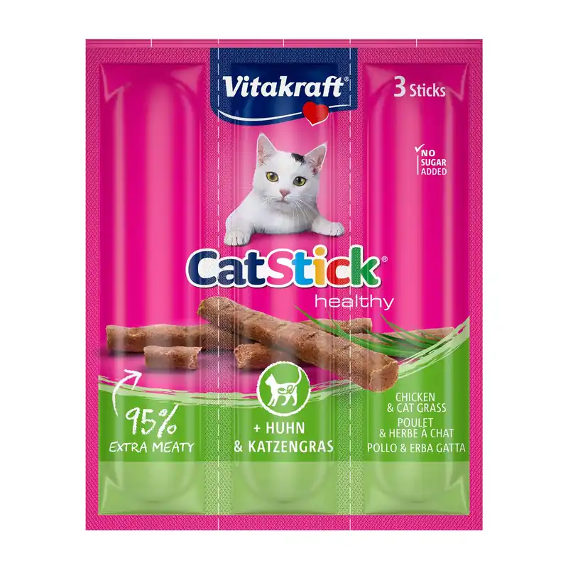 Vitakraft Cat Stick mini kip en kattengras 18 gr Beperkt Aanbod