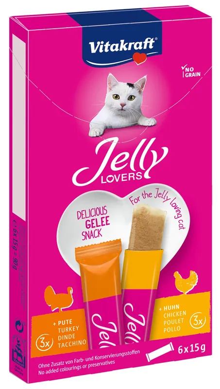Actieprijs Vitakraft kattensnack Jelly Lovers Kip/Kalkoen 6 x 15 gr