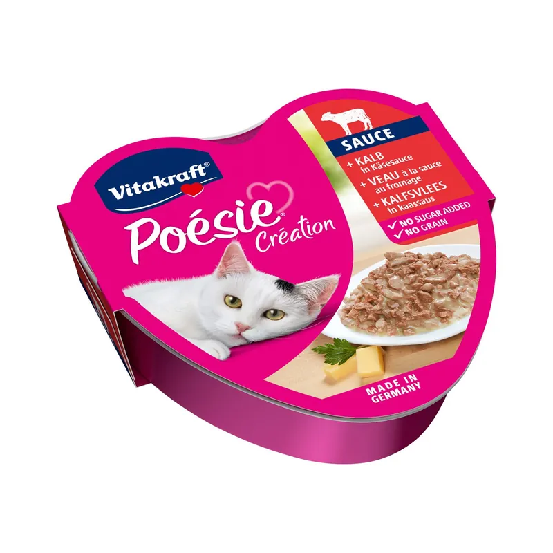 Laatste Versie Vitakraft kattenvoer Poésie Création Kalfsvlees in Kaassaus 85 gr