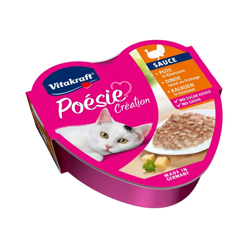 Vitakraft kattenvoer Poésie Création Kalkoen in Kaassaus 85 gr Voordeelprijs