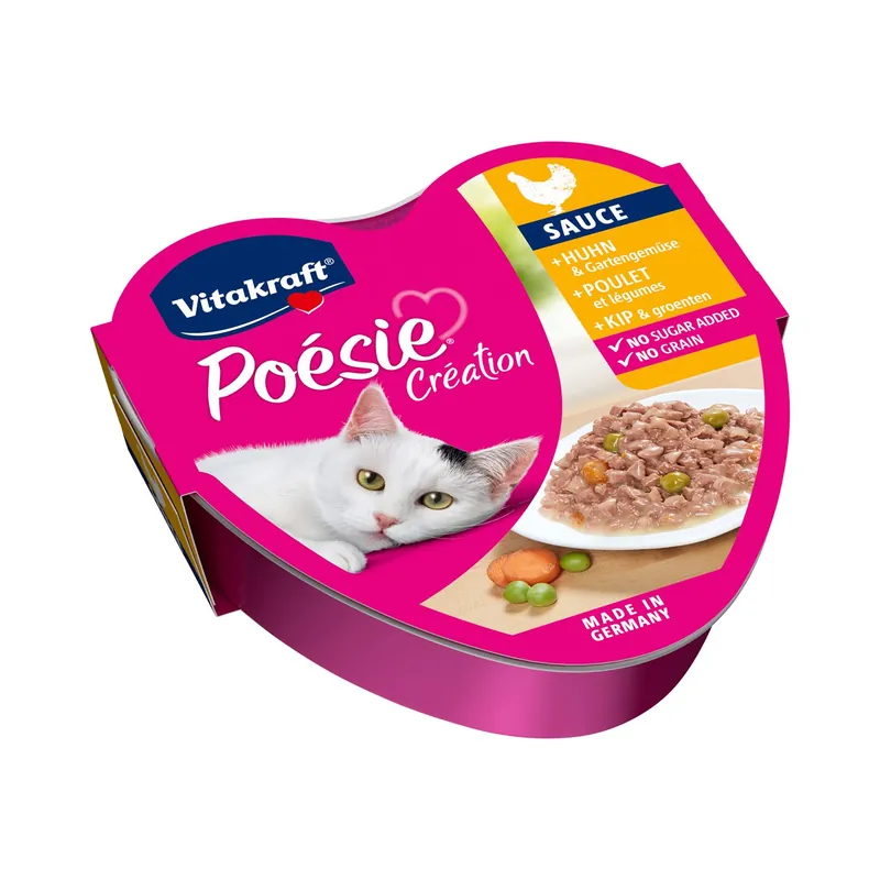 Vitakraft kattenvoer Poésie Création Kip en Groente in Saus 85 gr Gereduceerde Prijs