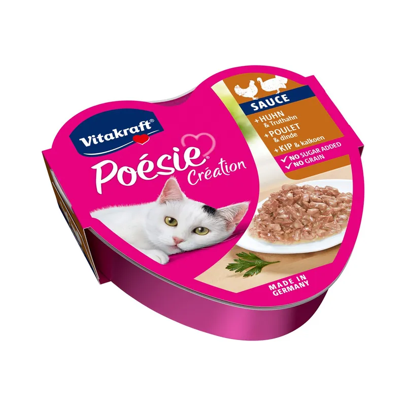 Bestseller Vitakraft kattenvoer Poésie Création Kip en Kalkoen in Saus 85 gr