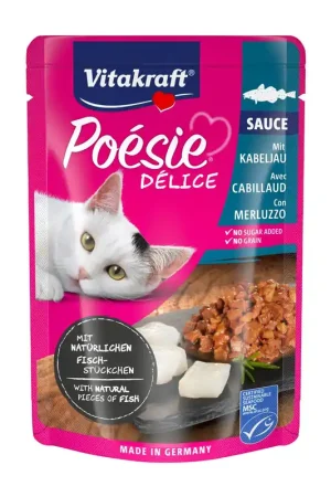 Vitakraft kattenvoer Poésie Déli Sauce kabeljauw 85 gr Beperkte Voorraad