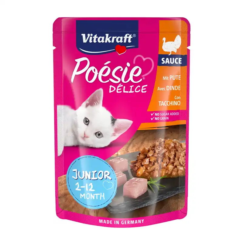 Vitakraft kattenvoer Poésie Déli Sauce kalkoen Junior 85 gr Premium