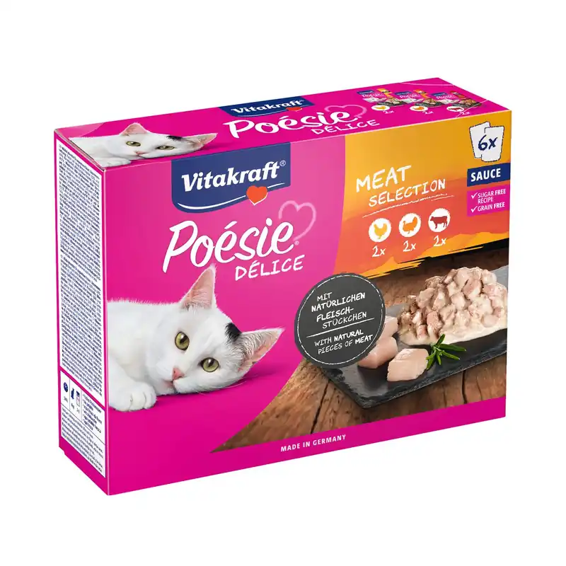 Vitakraft kattenvoer Poésie Déli Sauce Vlees multipack 6 x 85 gr Exclusieve Aanbieding