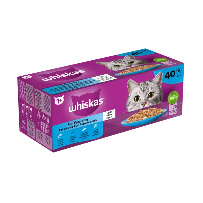 Whiskas Kattenvoer Adult Vis Selectie in Gelei 40 x 85 gr Aanbieding