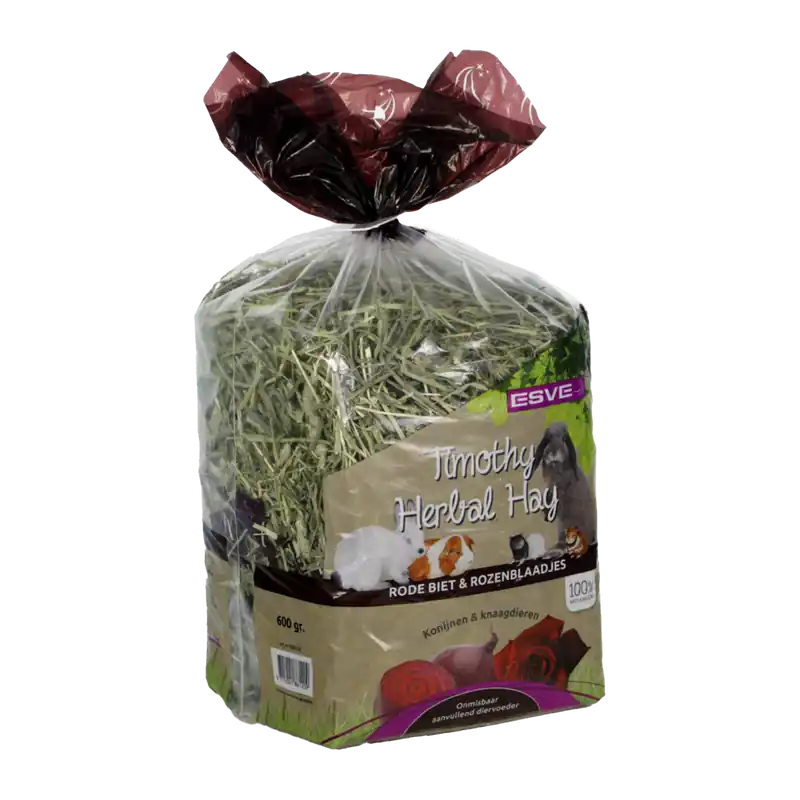 Veilige Betaling ESVE Timothy Herbal Hay Rode Biet & Rozenblaadjes 600 gr