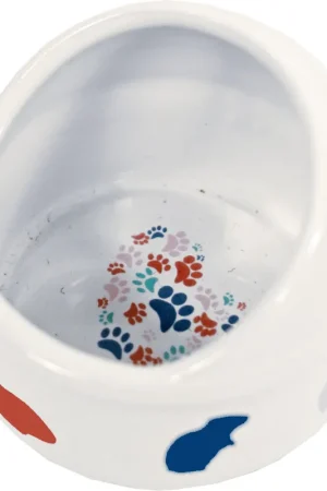 Seizoensaanbieding Hamster voerbak anti-mors steen wit met pastel print 7 cm