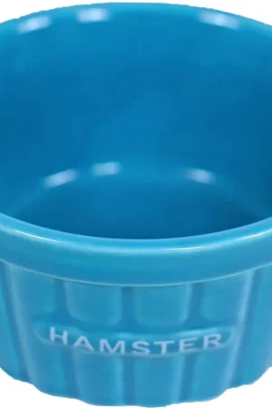 Superprijs Hamster voerbak steen ribbel blauw 8 cm
